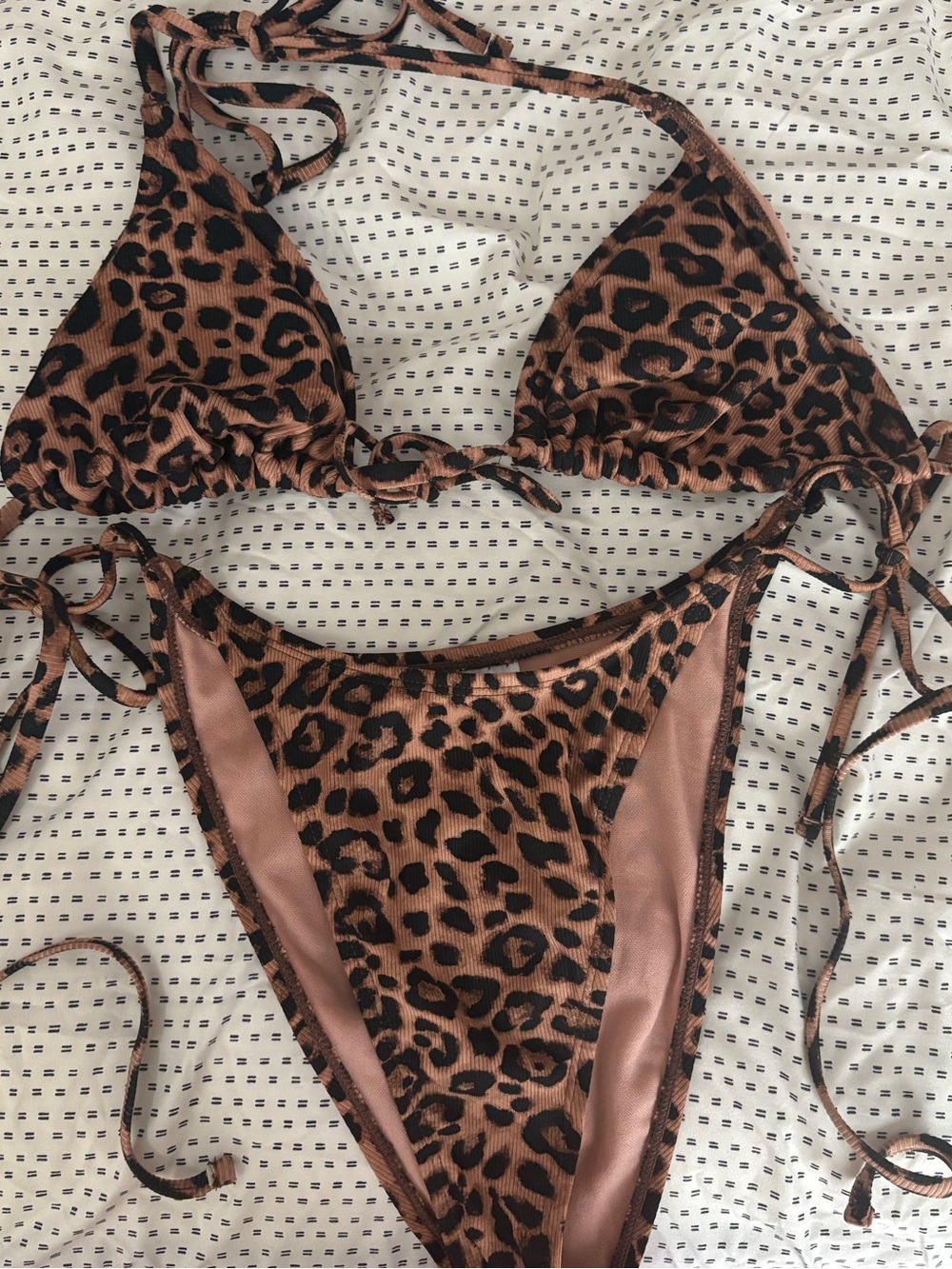 wild fable Leopard Print Brown & Black String Bikini